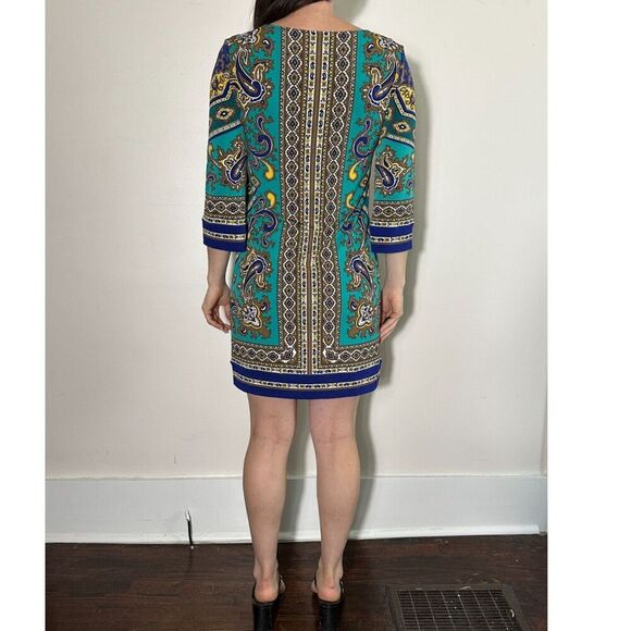 Nicole Miller Blue Pailsey Mini Dress Size Small - Picture 2 of 4